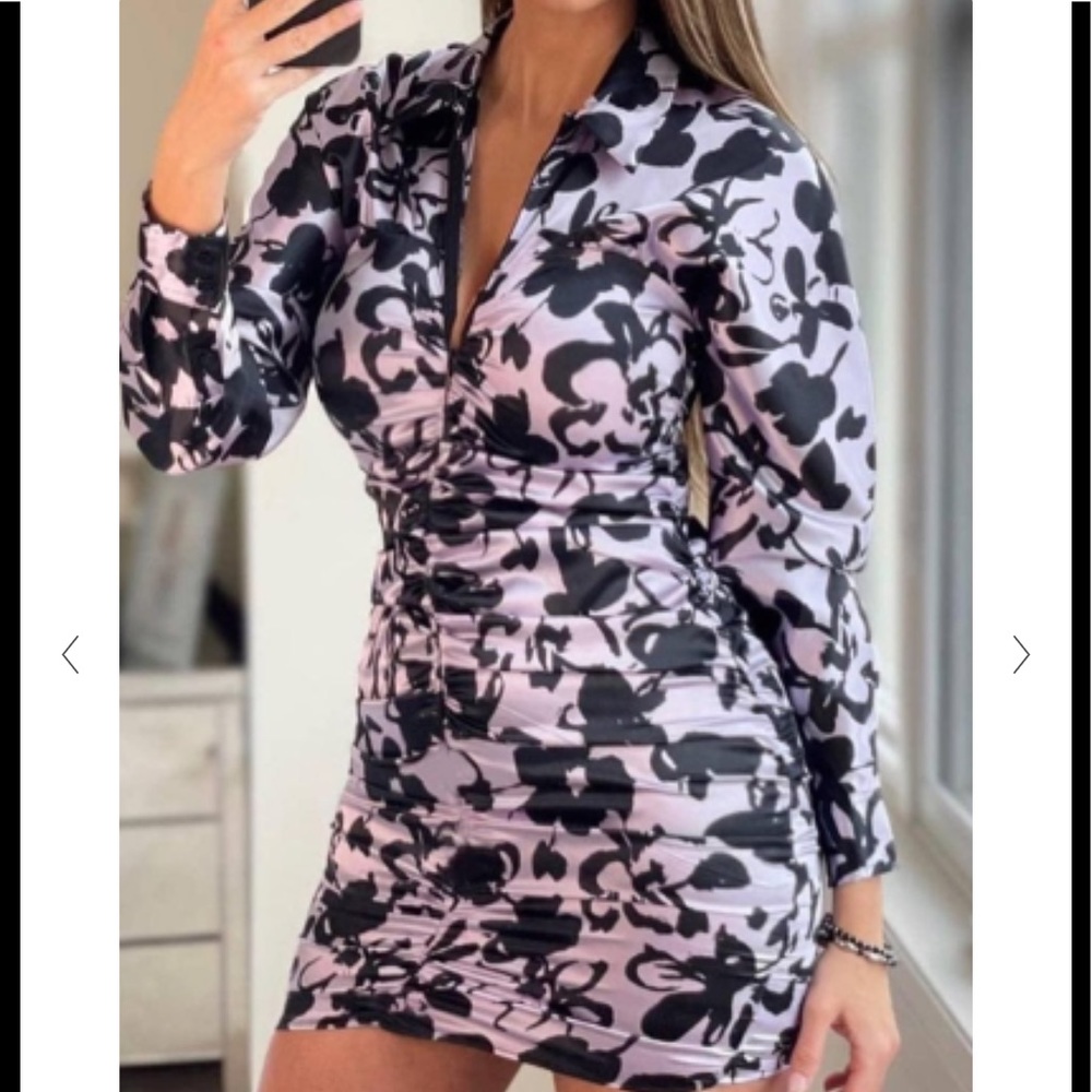 ZARA SATIN EFECT PRINT DRESS